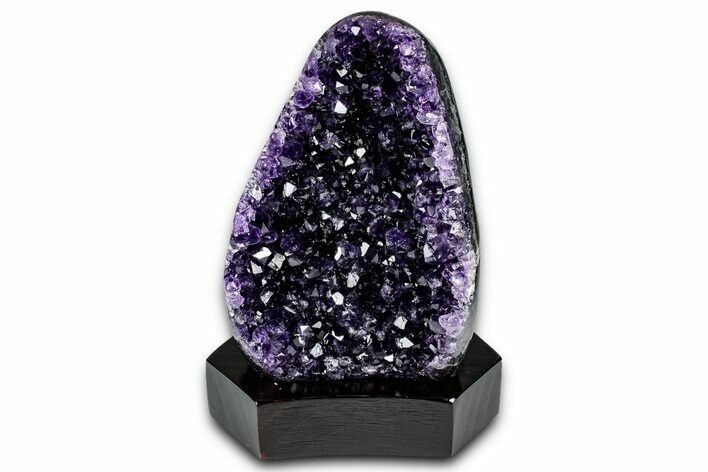 Deep Purple Amethyst Geode With Wood Base - Uruguay #342738
